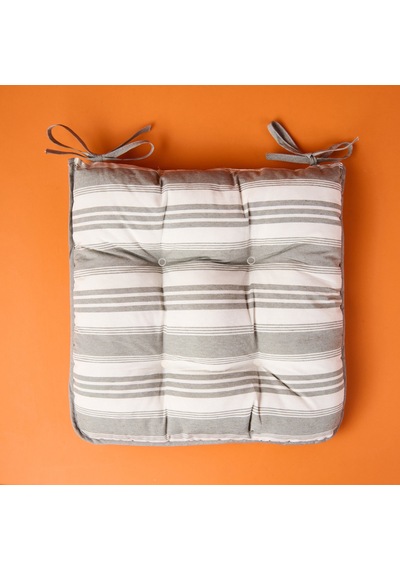 Soft Pute Sandalye Minderi - Ekru / Yeşil - 43x43 Cm Renkli