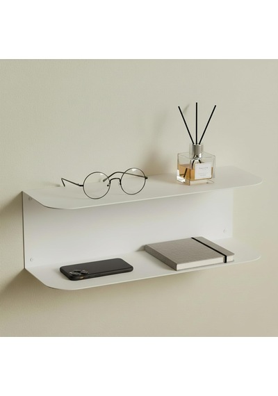 Metal Duvar Rafı Anahtarlık Telefonluk Antre Koridor Düzenleyici Dekoratif Raf 35x12x12 Cm Beyaz
