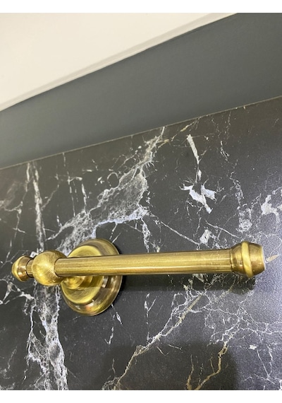 İsaoğlu Yapı Antik Gold Havluluk Ve Tuvalet Kağıtlığı Vintage Tasarım Komple Pirinç Havluluk Ve Kağıtlık Mat Gold Gold