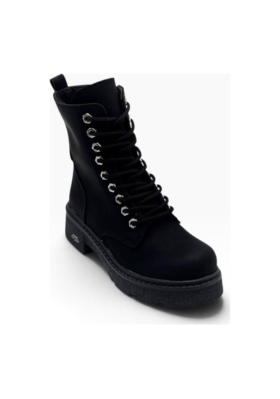 C-shoes Sl1508-27 Yağlı Deri Anatoik Bağcıklı Fermuarlı Kadın Bot Siyah