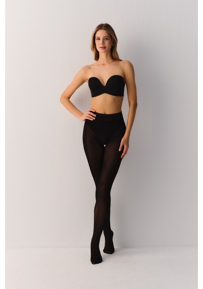 Suwen Chic Line Transparan Çizgili Külotlu Çorap Sc3049012 Siyah