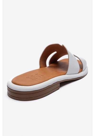 Luvishoes Brıo Beyaz Cilt Hakiki Deri Kadın Terlik
