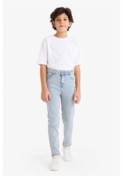 Defacto Ayıcılıklı Slım Fıt Düz Paça Jean Pantolon Erkek Çocuk F8478A826SM Mavi