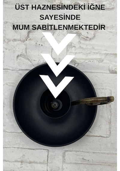 Metal Nostalji Mumluk & El Şamdanı Kendinden Iğneli Mat Siyah Antik Kulp Turna2623-4 Diğer