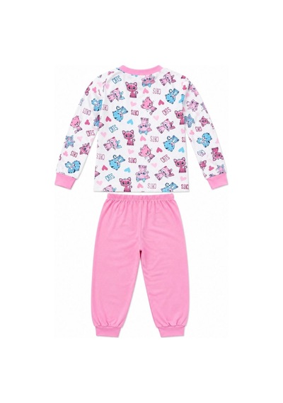 Novalisse Kız Çocuk Premium Penye Kedi Desenli Uzun Kollu Pijama Takımı 2-11 Yaş - Pembe Çoklu Renk
