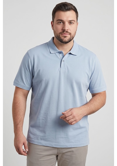Tommy Life Buz Mavi Polo Yaka Büyük Beden Battal Erkek T-shirt - 88511
