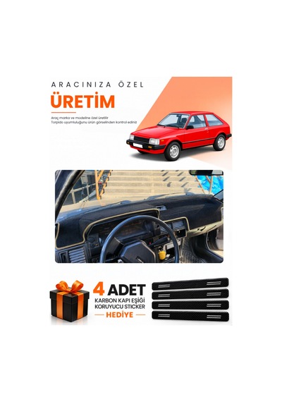 Mazda 323 Bd Eski Kasa 1980-1985 Uyumlu Torpido Koruma Örtüsü Oto Kılıfı - Siyah Bej