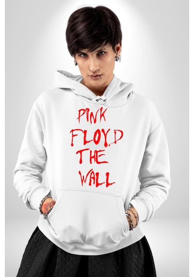 Pink Floyd The Wall Kadın Erkek Beyaz Kapüşonlu Sweatshirt Hoodie Beyaz
