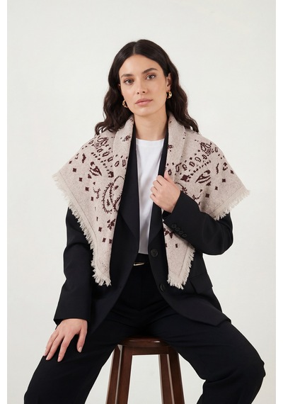 Lela Bayan Şal 6941300 Bej-bordo