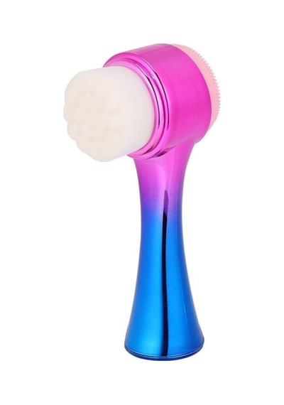 Riverworld Çift İşlevli Renkli Cilt Yüz Temizleme Fırçası Peeling Mavi - Pembe