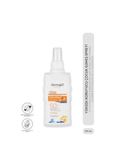 Dermokil Kids SPF 50+++ Yüksek Koruyucu Çocuk Güneş Spreyi 200 ML