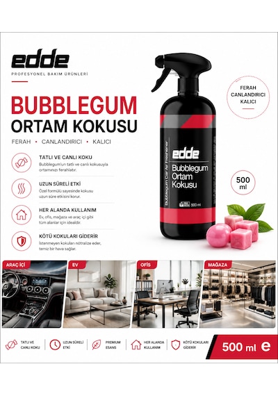 Edde Bubblegum Kokulu Araba Araç Oto Ortam Kokusu Araç Içi Kokuları Oto Parfümü 500 Ml Oto Detailing