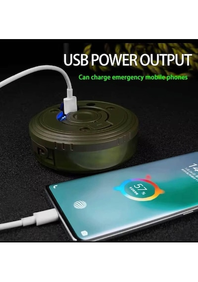 Usb Şarjlı Peri Ledli Kamp Lambası Haki