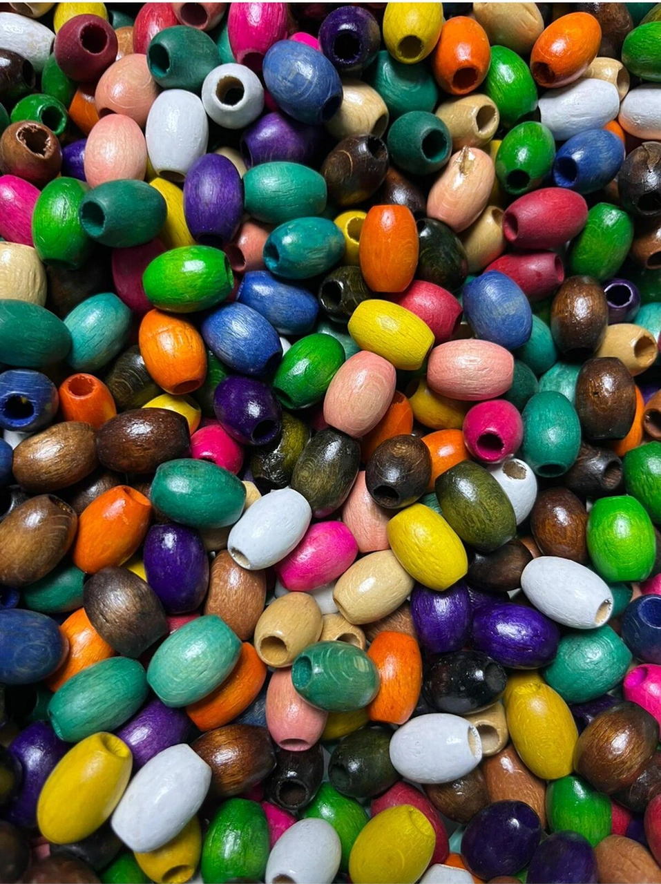 20x15 Mm Oval Ahşap Boncuk - Karışık Renk - 50gr , Ort 50 Adet