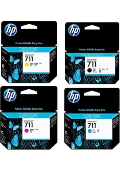Hp 711 Cz129A Cz130 Siyah Kırmızı Sarı Mavi Kartuş Seti T520