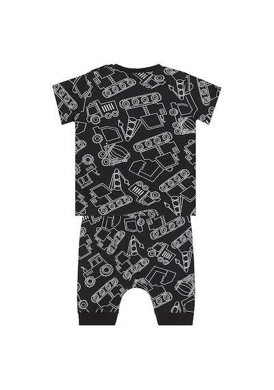 Denokids Araba Erkek Bebek Siyah T-shirt Kapri Şort Takım Siyah