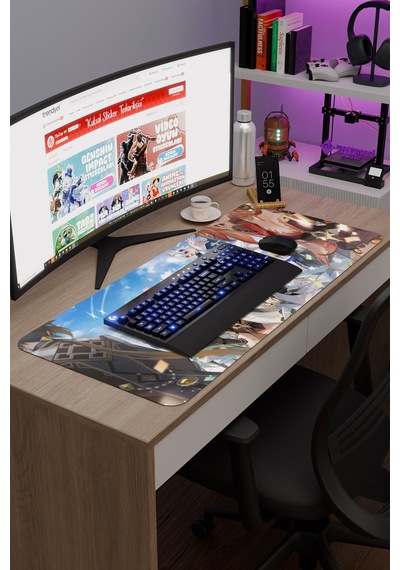 Aether Lumine Genshin Impact Anime Gacha V3 - 90x40 Xxl Gaming Mouse Pad Fare Altlığı