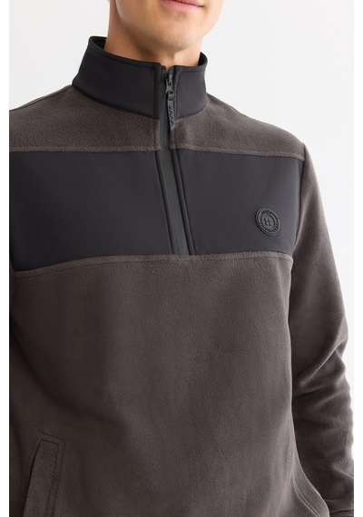 Avva Erkek Antrasit Soğuğa Dayanıklı Fermuarlı Dik Yaka Polar Regular Fit Sweatshirt A42y1380