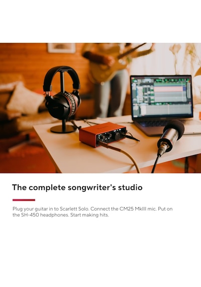 Focusrite Scarlett Solo Studio Gen 4 Ses Kayıt Paketi: Şarkı Yazarları İçin Kayıt, Yayın Ve Podcasting İçin Kondansatör Mikrofon Ve Kulaklık, Usb Audio Arayüzü