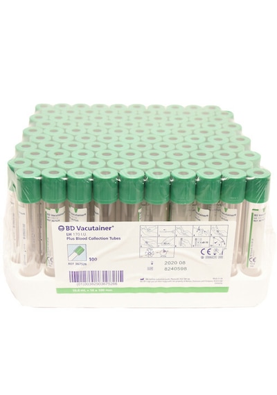 Bd 10ml Lithium Heparinli Vakumlu Kan Alma Tüpü Yeşil 100lük Paketlerde