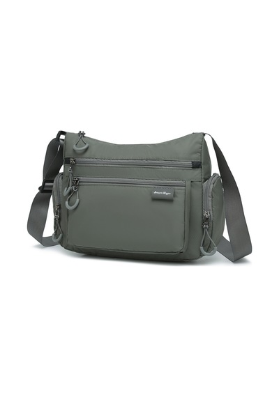 Smart Bags Koyu Gri Orta Boy Çok Cepli Su Geçirmez Ultra Hafif Kumaş Kadın Çapraz Çanta