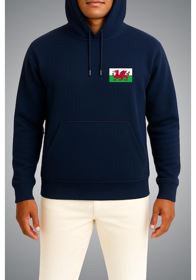 Bahriyeli Collection Kapüşonlu Galler Bayrağı Cep Baskılı Unisex Sweatshirt Lacivert