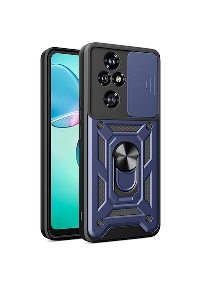 Zore Honor 200 Pro Uyumlu Kılıf Magnetik Standlı Kamera Korumalı Omsy Sürgülü Vega Kapak-mavi