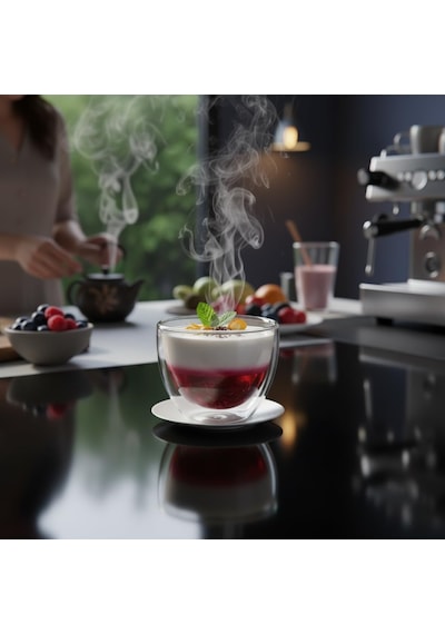1 Adet Çift Cidarlı Borosilikat Cam Kase 250 Ml - Isı Yalıtımlı, El Yakmayan Şeffaf Servis Kasesi 9x7.5 Cm Tatlı, Yoğurt, Çorba Kasesi Çok Renkli