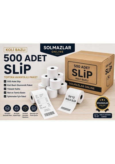500 Adet 56x12 Termal Rulo Yazarkasa Pos Rulosu Pos Kağıdı Fiş Rulosu