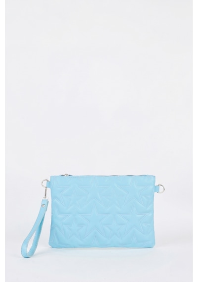Vivaq Kadın Bebe Mavi Yıldız Nakışlı Suni Deri Bilek Ve Zincir Askılı Portföy El Ve Clutch Çanta