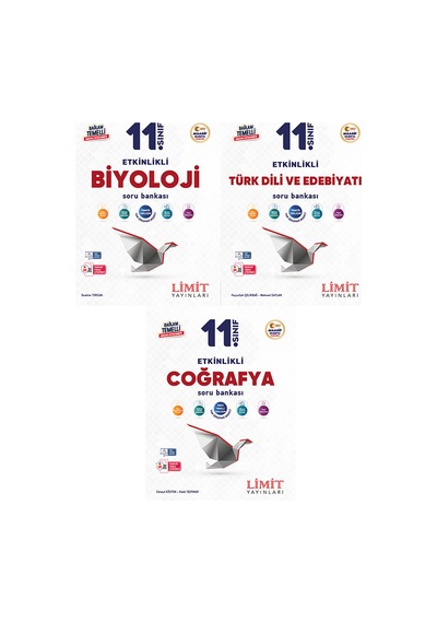 Limit 2027 11. Sınıf Biyoloji + Türk Dili Ve Edebiyatı + Coğrafya Soru Bankası Seti 3 Kitap Maarif Model