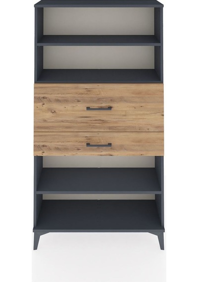 Arges Dolap 3 Raflı 2 Çekmeceli 88x30x163 Antrasit-çam Antrasit