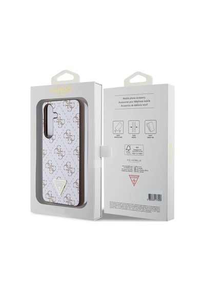Galaxy S24 Uyumlu Kılıf Guess Lisanslı Pu Üçgen Logo 4g Desenli Kapak Siyah