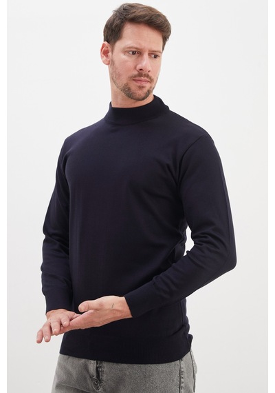 Fullamoda Basic Dik Yaka Regular Fit Triko Kazak Lacivert