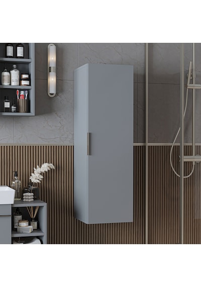 Likya Banyo Dolabı Mat Mdflam 114 Cm Banyo Boy Dolabı Kül Gri