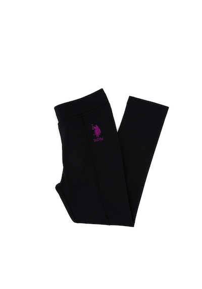 U.S. Polo Assn. Kız Çocuk Siyah Nervürlü İnterlok Tayt 50316891-VR046