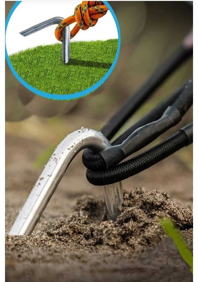 Çelik Çadır Kazığı 30 Cm Uzunluk 4.5 Mm Kalınlık Çadır Tente İçin Kullanım 4 Adet Uzun Kalın Gümüş