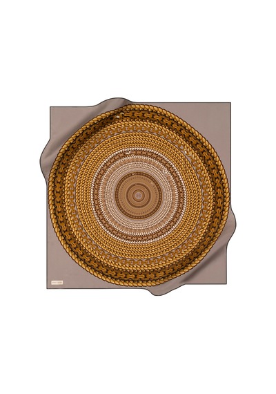 Zincir Desenli 90x90 Pierre Cardin Krep Saten Eşarp Sarı-vizon Sarı-vizon