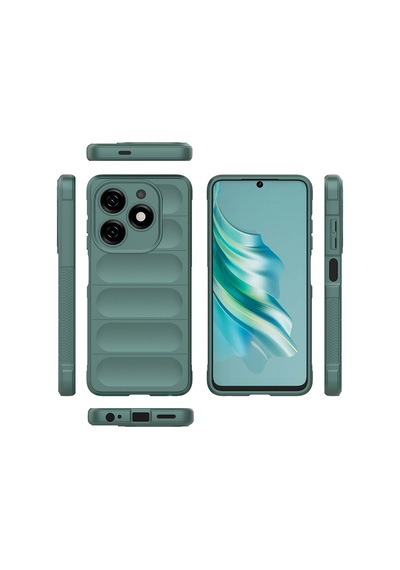 Tecno Spark 20c Kılıf Esnek Tpu Oyuklu Arka Yüzey Tasarımlı Etnik Silikon Kılıf Koyu Yeşil