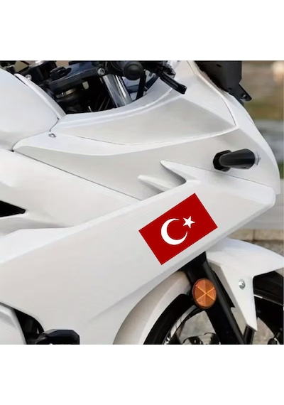 Türk Bayrağı Sticker - 2 Adet Araba Oto Motosiklet Karavan Cam Sticker - 00068 10X6 Cm