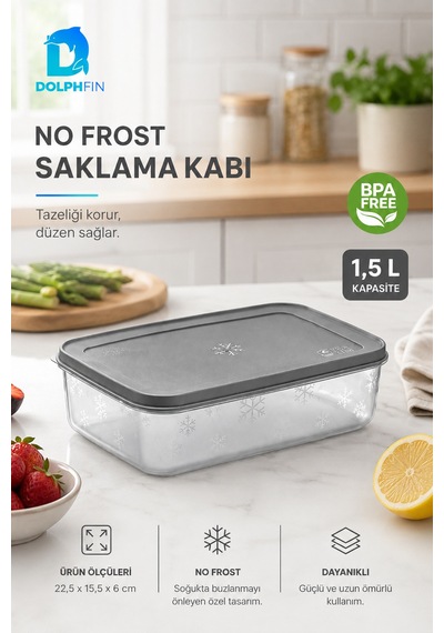 No Frost Saklama Kabı 1500 Ml Kapaklı Dikdörtgen Gıda Saklama Kabı Çok Renkli