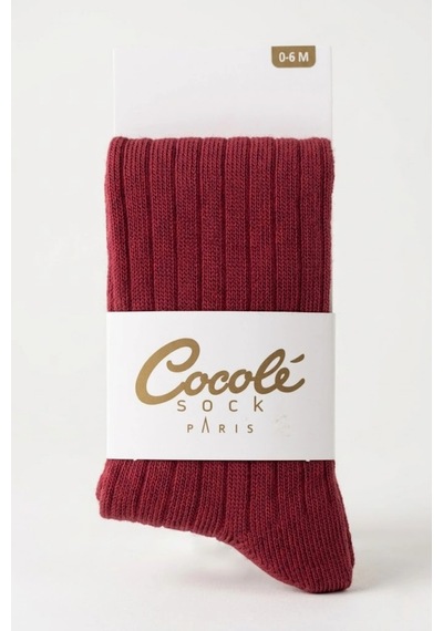 Cocole Socks Kız Bebek Külotlu Çorabı Pamuklu Kırmızı Derby Çizgili 0-24 Ay