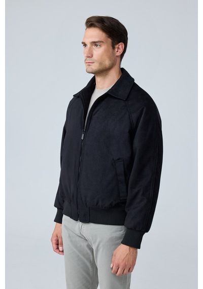 Danger Erkek Oversize Bomber Süet Ceket Siyah 4343dngr