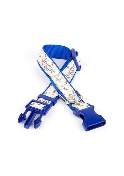 Köpek Ve Pati Desenli Dokuma Köpek Boyun Tasması 3 Cm X 36-60 Cm Mavi - Rxlu-300519 Çok Renkli