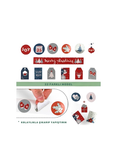 Yılbaşı Temalı Sticker Seti, 63 Adet Çıkartma, Yeniyıl Hediye Pak