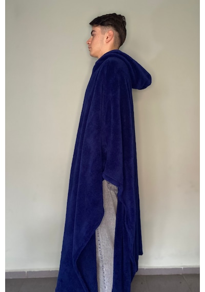 Giyilebilir Hoodie Battaniye Rahat Kalıp Tek Beden Lacivert