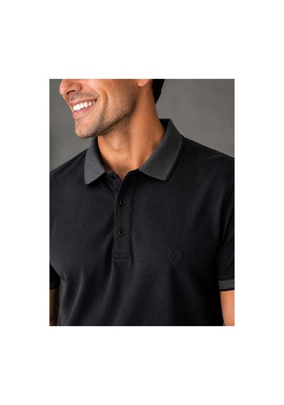 Roballi Erkek Çekmeyen Pamuklu Kumaş Kıvrılmaz Polo Yaka T-shirt Siyah