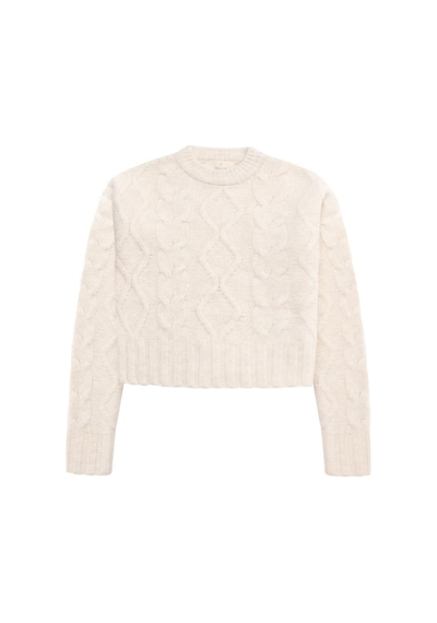 Peraluna Adelıne Sweater Bisiklet Yaka Saç Örgü Kadın Triko Kazak - Ekru-ekru Ekru