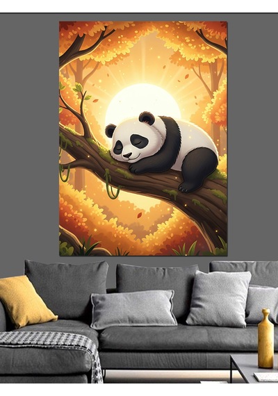 Ahşap Tablo Ağaç Üstünde Panda Yavrusu