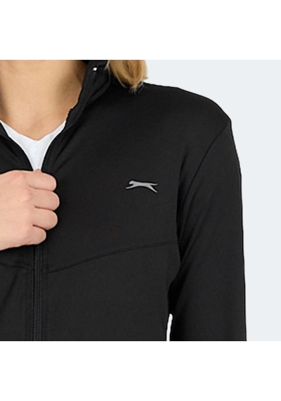 Slazenger REVOLT Kadın Dik Yaka Fermuarlı Siyah Sweatshirt